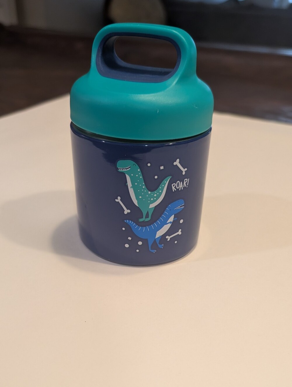 Kids Navy and Teal Dinosaur Food Container